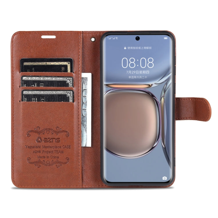 For Huawei P50 Pro AZNS Sheepskin Texture Horizontal Flip Leather Case with Holder & Card Slots & Wallet(Brown) - Huawei Cases by AZNS | Online Shopping UK | buy2fix