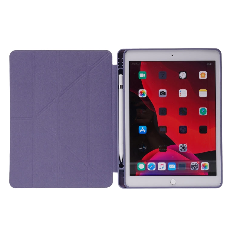 For iPad 10.2 2021 / 2020 / 2019 Deformation Transparent Acrylic Horizontal Flip PU Leather Case with Multi-folding Holder & Sleep / Wake-up Function & Pen Slot(Rose Gold) - iPad 10.2 Cases by buy2fix | Online Shopping UK | buy2fix