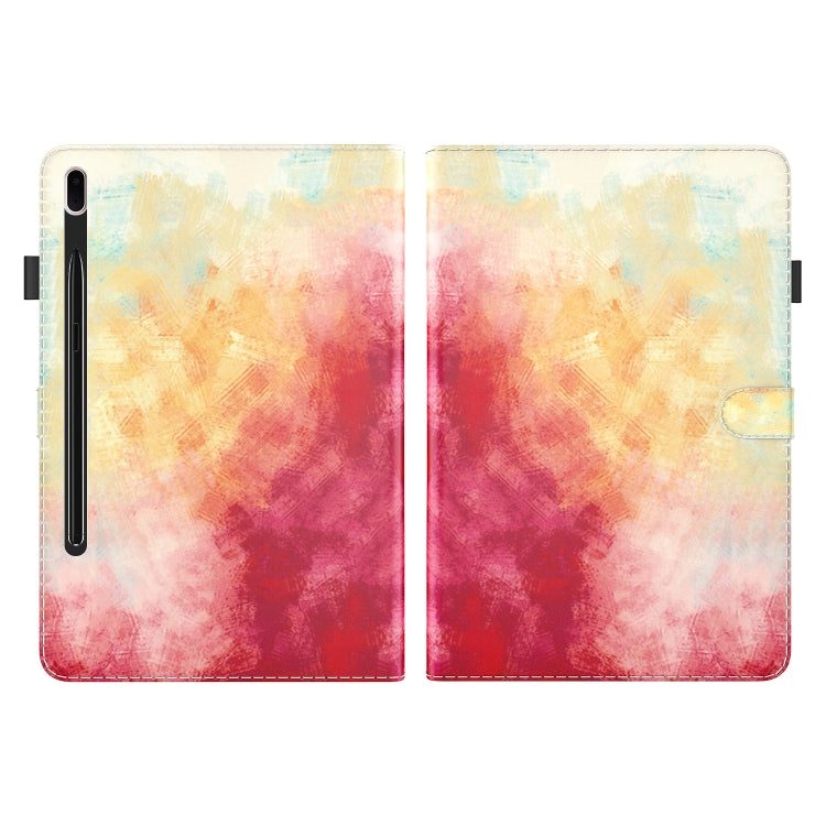 For Samsung Galaxy Tab S7 FE 12.4 inch 2021 T730 / T736 Voltage Watercolor Pattern Skin Feel Magnetic Horizontal Flip PU Leather Case with Holder & Card Slots & Photo Frame(Spring Cherry) - Galaxy Tab S7 FE by buy2fix | Online Shopping UK | buy2fix