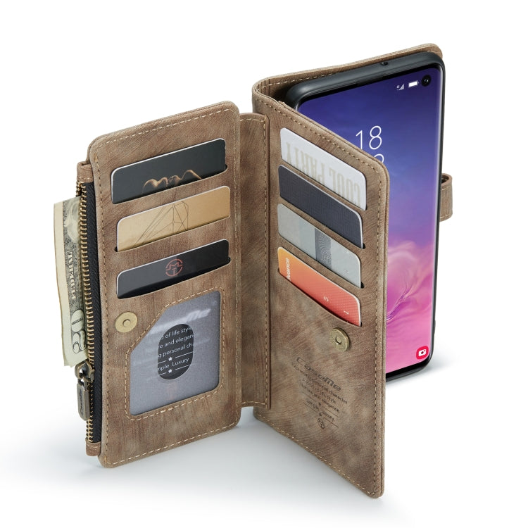 For Samsung Galaxy S10 CaseMe-C30 PU + TPU Multifunctional Horizontal Flip Leather Case with Holder & Card Slot & Wallet & Zipper Pocket(Brown) - Galaxy Phone Cases by CaseMe | Online Shopping UK | buy2fix