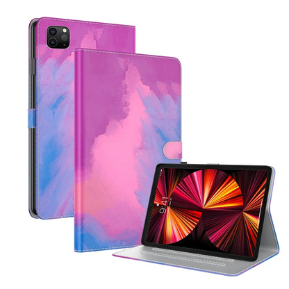 For iPad Pro 11 2022 / 2021 / 2018 / Air 2020 10.9 Watercolor Pattern Skin Feel Magnetic Leather Tablet Case with Holder & Card Slots & Photo Frame & Sleep / Wake-up Function(Purple Red) - iPad Pro 11 (2022/2021) Cases by buy2fix | Online Shopping UK | buy2fix