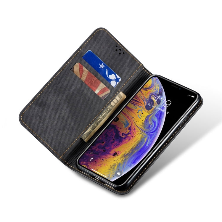 For iPhone X / XS Denim Texture Casual Style Horizontal Flip Leather Case with Holder & Card Slots & Wallet(Black) - More iPhone Cases by buy2fix | Online Shopping UK | buy2fix