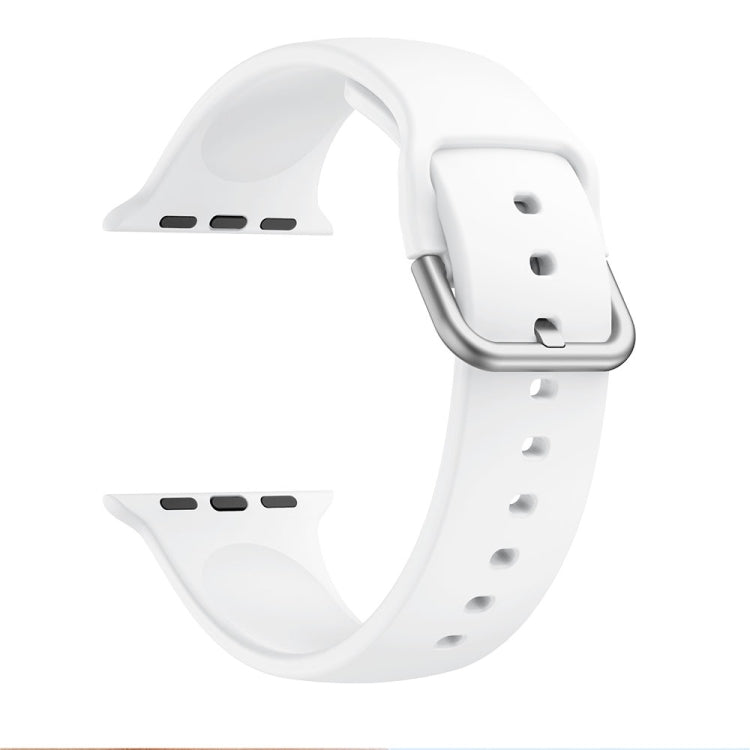 Single-color Silicone Buckle Strap Watch Band For Apple Watch Ultra 49mm&Watch Ultra 2 49mm / Series 9&8&7 45mm / SE 3&SE 2&6&SE&5&4 44mm / 3&2&1 42mm(White) - Watch Bands by buy2fix | Online Shopping UK | buy2fix