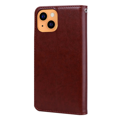 For iPhone 13 Rose Embossed Horizontal Flip PU Leather Case with Holder & Card Slots & Wallet(Brown) - iPhone 13 Cases by buy2fix | Online Shopping UK | buy2fix