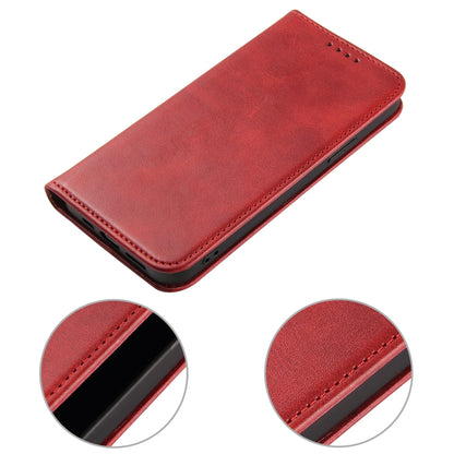 For iPhone 12 mini Calf Texture Magnetic Horizontal Flip Leather Case with Holder & Card Slots & Wallet (Red) - iPhone 12 mini Cases by buy2fix | Online Shopping UK | buy2fix