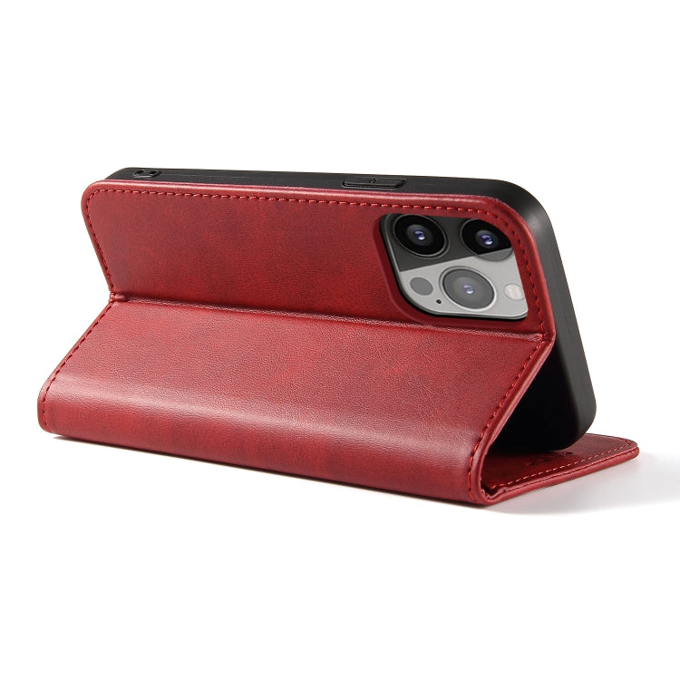 For iPhone 12 Pro Max Calf Texture Magnetic Horizontal Flip Leather Case with Holder & Card Slots & Wallet(Red) - iPhone 12 Pro Max Cases by buy2fix | Online Shopping UK | buy2fix