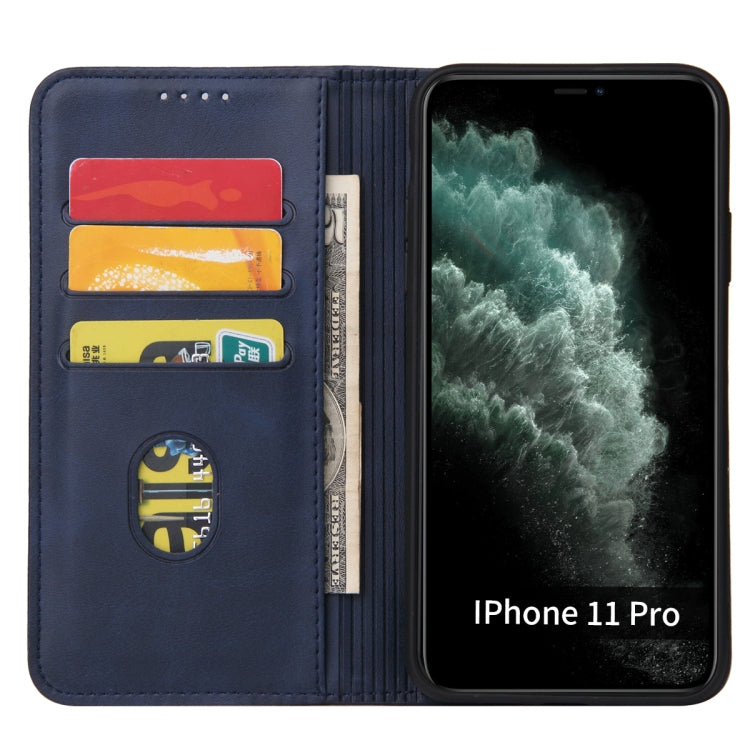 For iPhone 11 Calf Texture Magnetic Horizontal Flip Leather Case with Holder & Card Slots & Wallet (Blue) - iPhone 11 Cases by buy2fix | Online Shopping UK | buy2fix