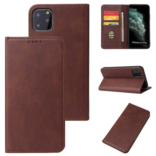 For iPhone 11 Pro Max Calf Texture Magnetic Horizontal Flip Leather Case with Holder & Card Slots & Wallet (Brown) - iPhone 11 Pro Max Cases by buy2fix | Online Shopping UK | buy2fix