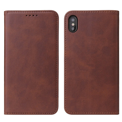 For iPhone X / XS Calf Texture Magnetic Horizontal Flip Leather Case with Holder & Card Slots & Wallet(Brown) - More iPhone Cases by buy2fix | Online Shopping UK | buy2fix