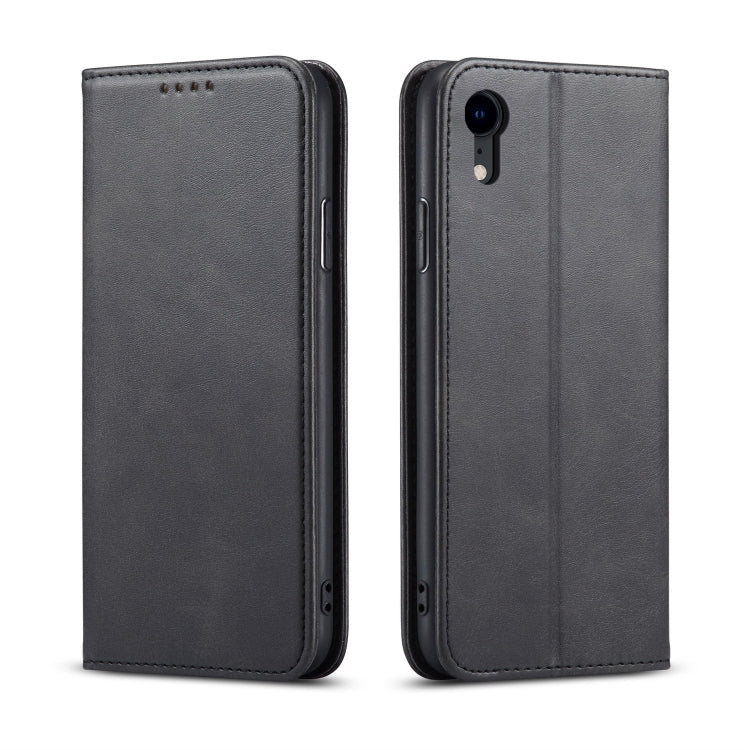 For iPhone XR Calf Texture Magnetic Horizontal Flip Leather Case with Holder & Card Slots & Wallet(Black) - More iPhone Cases by buy2fix | Online Shopping UK | buy2fix