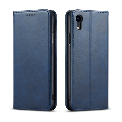 For iPhone XR Calf Texture Magnetic Horizontal Flip Leather Case with Holder & Card Slots & Wallet(Blue) - More iPhone Cases by buy2fix | Online Shopping UK | buy2fix