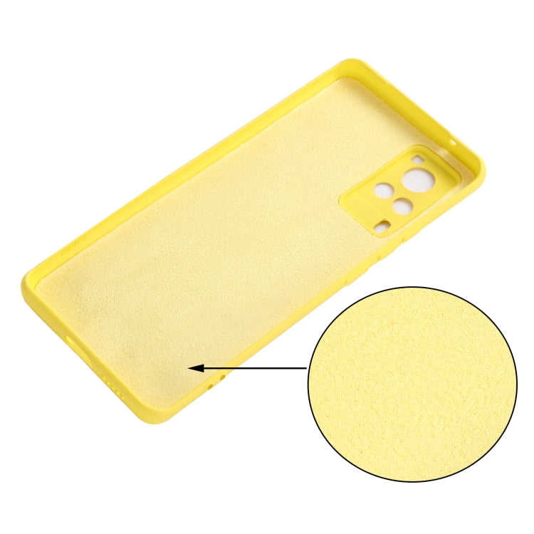 For vivo X60 Pro 5G Foreign Version Solid Color Liquid Silicone Shockproof Full Coverage Protective Case(Yellow) - vivo Cases by buy2fix | Online Shopping UK | buy2fix