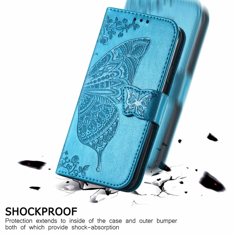 For Motorola Moto Edge 20 Lite Butterfly Love Flower Embossed Horizontal Flip Leather Case with Holder & Card Slots & Wallet & Lanyard(Blue) - Motorola Cases by buy2fix | Online Shopping UK | buy2fix