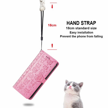 For Motorola Moto Edge 20 Lite Lovely Cat and Dog Embossing Pattern Horizontal Flip Leather Case , with Holder & Card Slots & Wallet & Cartoon Clasp & Lanyard(Pink) - Motorola Cases by buy2fix | Online Shopping UK | buy2fix