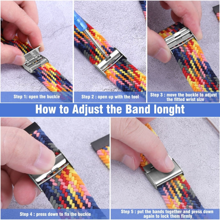 22mm Universal Metal Buckle Nylon Braided Watch Band(Color 4) - 22mm Bands by buy2fix | Online Shopping UK | buy2fix