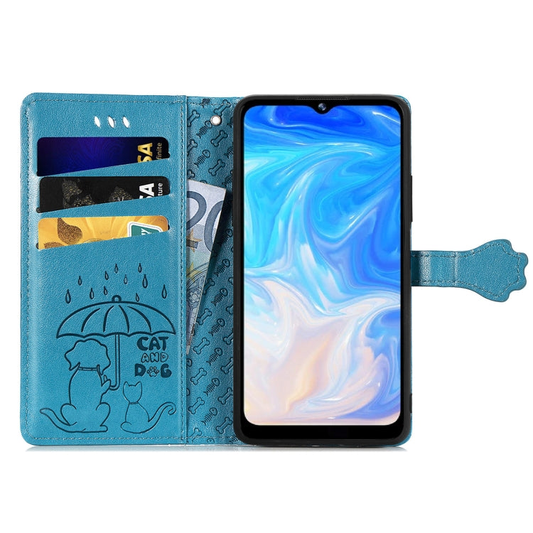 For Doogee N40 Pro Cat and Dog Embossed Horizontal Flip Phone Leather Case with Holder & Card Slot & Wallet & Lanyard(Blue) - More Brand by buy2fix | Online Shopping UK | buy2fix