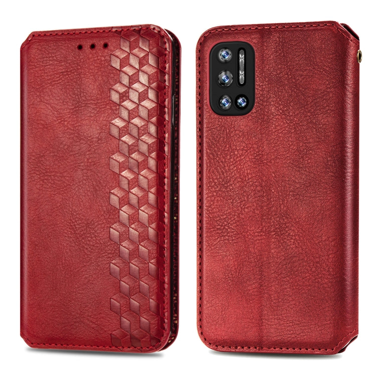 For Doogee N40 Pro Cubic Grid Pressed Horizontal Flip Magnetic Leather Case with Holder & Card Slots & Wallet(Red) - More Brand by buy2fix | Online Shopping UK | buy2fix