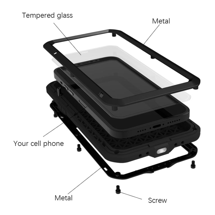 For iPhone 13 Pro Max LOVE MEI Metal Shockproof Life Waterproof Dustproof Protective Phone Case (Silver) - iPhone 13 Pro Max Cases by LOVE MEI | Online Shopping UK | buy2fix