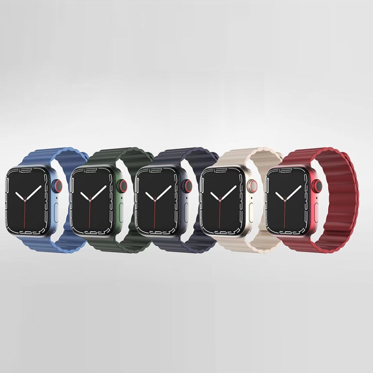 Mutural Liquid Silicone Magnetic Strap Watch Band For Apple Watch Ultra 49mm&Watch Ultra 2 49mm / Series 9&8&7 45mm / SE 3&SE 2&6&SE&5&4 44mm / 3&2&1 42mm(Midlight) - Watch Bands by Mutural | Online Shopping UK | buy2fix