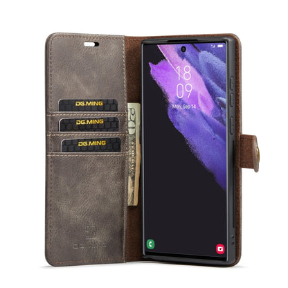 For Samsung Galaxy S22 Ultra 5G DG.MING Crazy Horse Texture Detachable Magnetic Leather Phone Case(Grey) - Galaxy S22 Ultra 5G Cases by DG.MING | Online Shopping UK | buy2fix