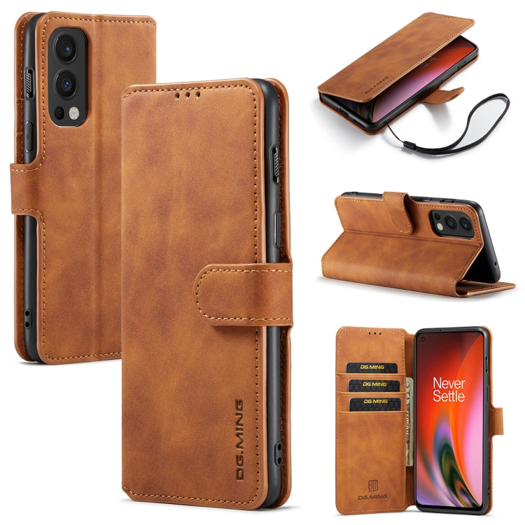 For OnePlus Nord 2 DG.MING Retro Oil Side Horizontal Flip Leather Case with Holder & Card Slots & Wallet(Brown) - OnePlus Cases by DG.MING | Online Shopping UK | buy2fix