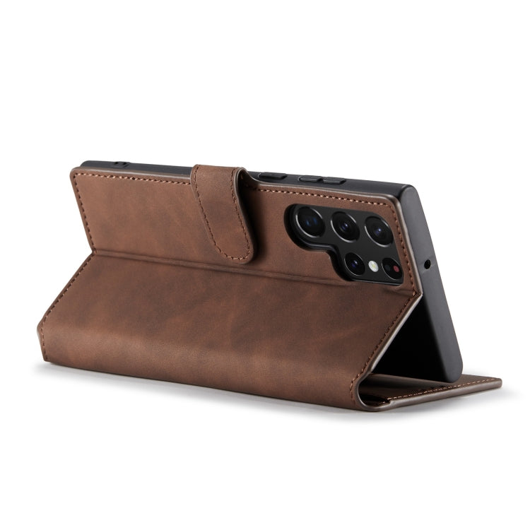 For Samsung Galaxy S22 Ultra DG.MING Retro Oil Side Horizontal Flip Leather Case with Holder & Card Slots & Wallet(Coffee) - Galaxy S22 Ultra 5G Cases by DG.MING | Online Shopping UK | buy2fix