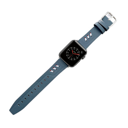 Genuine Leather Nylon Watch Band For Apple Watch Ultra 49mm&Watch Ultra 2 49mm / Series 9&8&7 45mm / SE 3&SE 2&6&SE&5&4 44mm / 3&2&1 42mm(Blue) - Watch Bands by buy2fix | Online Shopping UK | buy2fix