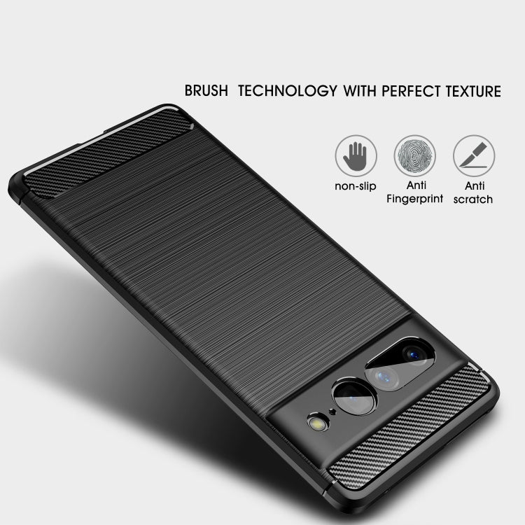 For Google Pixel 7 Pro 5G Brushed Texture Carbon Fiber TPU Phone Case(Black) - Google Cases by buy2fix | Online Shopping UK | buy2fix