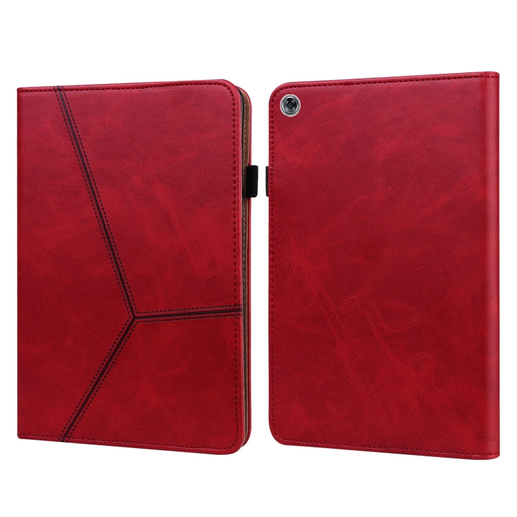 For Huawei MediaPad M5 Lite 10.1 Solid Color Embossed Striped Leather Case(Red) - Ulefone Cases by buy2fix | Online Shopping UK | buy2fix