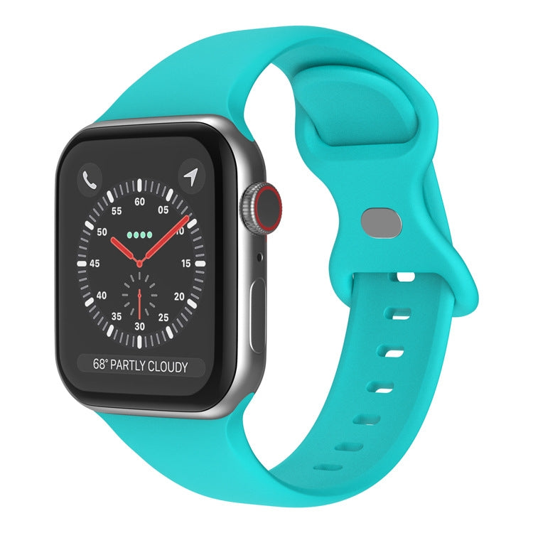 Butterfly Buckle Silicone Watch Band, Size: S For Apple Watch Ultra 49mm&Watch Ultra 2 49mm / Series 9&8&7 45mm / SE 3&SE 2&6&SE&5&4 44mm / 3&2&1 42mm(Duck Green) - Watch Bands by buy2fix | Online Shopping UK | buy2fix