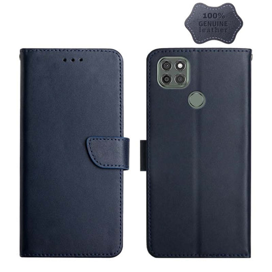 For Motorola Moto G9 Power Genuine Leather Fingerprint-proof Horizontal Flip Phone Case(Blue) - Motorola Cases by buy2fix | Online Shopping UK | buy2fix