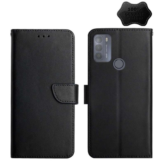 For Motorola Moto G50 Genuine Leather Fingerprint-proof Horizontal Flip Phone Case(Black) - Motorola Cases by buy2fix | Online Shopping UK | buy2fix