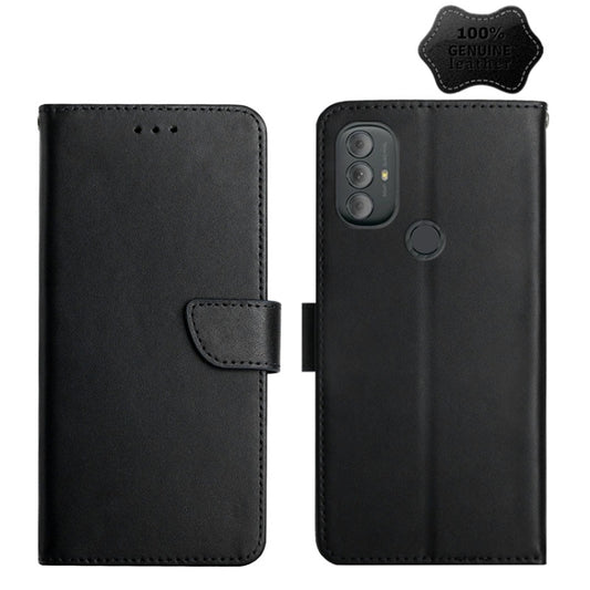 For Motorola Moto G Power 2022 Genuine Leather Fingerprint-proof Horizontal Flip Phone Case(Black) - Motorola Cases by buy2fix | Online Shopping UK | buy2fix