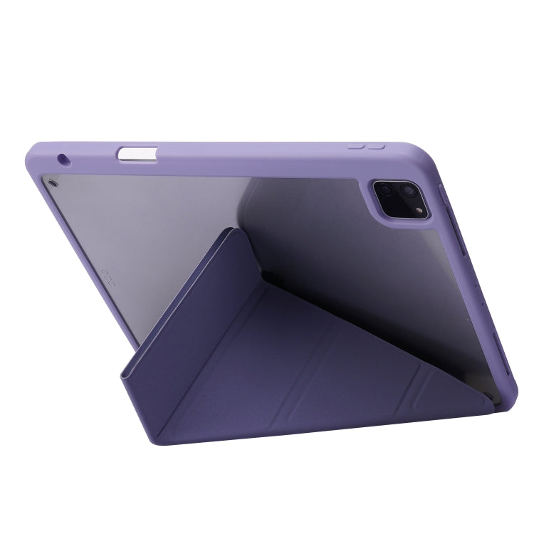 For iPad Air 13 2024 / iPad Pro 12.9 2022 / 2021 / 2020 / 2018 Deformation Transparent Acrylic Leather Tablet Case(Lavender Grey) - iPad Pro 12.9 (2022/2021) Cases by buy2fix | Online Shopping UK | buy2fix