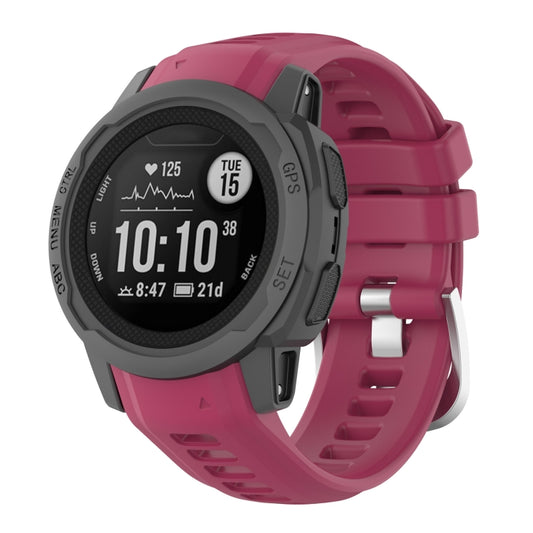 For Garmin Instinct 2S Silicone Watch Band(Wine Red) - Watch Bands by buy2fix | Online Shopping UK | buy2fix