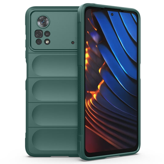 For Xiaomi Poco X4 Pro 5G Magic Shield TPU + Flannel Phone Case(Dark Green) - Xiaomi Cases by buy2fix | Online Shopping UK | buy2fix