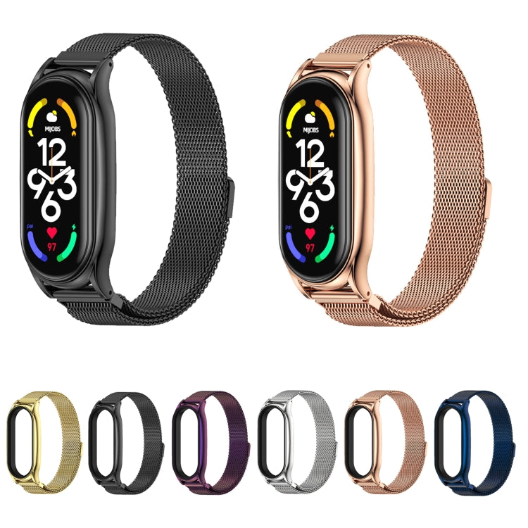 For Xiaomi Mi Band 7 / 7 NFC MIJOBS Milan Magnetic Plus Stainless Steel Watch Band(Black) - Watch Bands by MIJOBS | Online Shopping UK | buy2fix