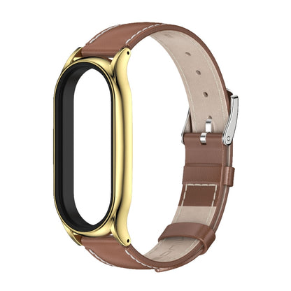 For Xiaomi Mi Band 7 / 7 NFC MIJOBS Plus Genuine Leather Watch Band(Brown Gold) - Watch Bands by MIJOBS | Online Shopping UK | buy2fix