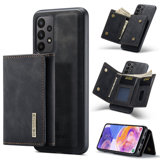 For Samsung Galaxy A23 5G DG.MING M1 Series 3-Fold Multi Card Wallet Phone Case(Black) - Galaxy Phone Cases by DG.MING | Online Shopping UK | buy2fix