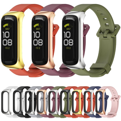 For Samsung Galaxy Fit 2 MIJOBS Metal Case Silicone Watch Band(Grey Silver) - Watch Bands by MIJOBS | Online Shopping UK | buy2fix