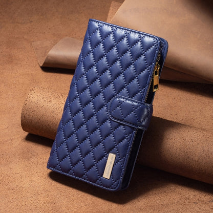 For OPPO Find X5 Lite / Reno7 5G Diamond Lattice Zipper Wallet Leather Flip Phone Case(Blue) - OPPO Cases by buy2fix | Online Shopping UK | buy2fix