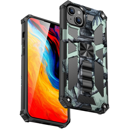 For iPhone 14 Camouflage Armor Shockproof TPU + PC Magnetic Phone Case (Mint Green) - iPhone 14 Cases by buy2fix | Online Shopping UK | buy2fix