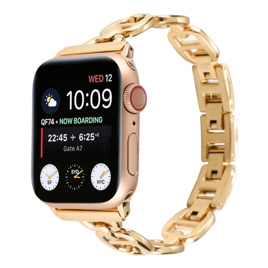 Steel Watch Band For Apple Watch Series 9&8&7 41mm / SE 3&SE 2&6&SE&5&4 40mm / 3&2&1 38mm(Gold) - Watch Bands by buy2fix | Online Shopping UK | buy2fix