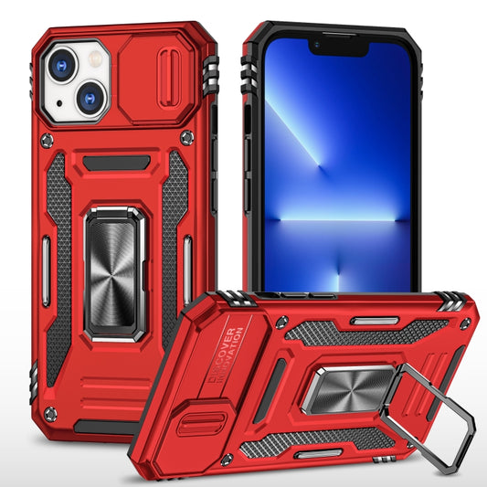 For iPhone 14 Armor PC + TPU Camera Shield Phone Case (Red) - iPhone 14 Cases by buy2fix | Online Shopping UK | buy2fix