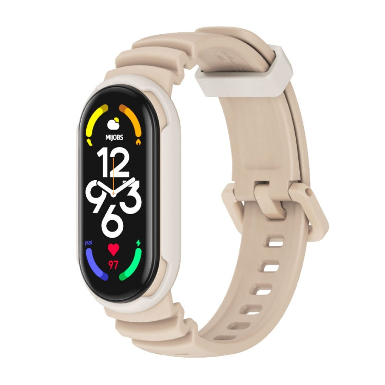 For Xiaomi Mi Band 5 / 6 / 7 MIJOBS GS Unibody Two-color Watch Band(Light Apricot  Warm Grey) - Watch Bands by MIJOBS | Online Shopping UK | buy2fix