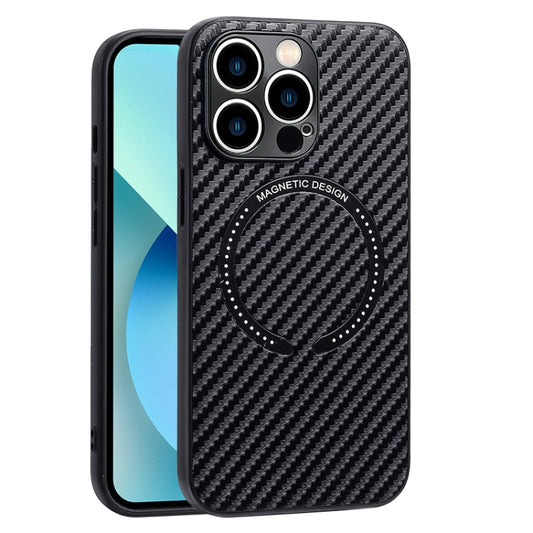 For iPhone 11 MagSafe Magnetic Carbon Fiber Texture Phone Case (Black) - iPhone 11 Cases by buy2fix | Online Shopping UK | buy2fix