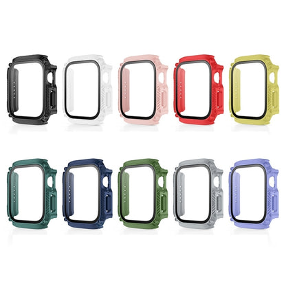 Screen Tempered Glass Film Armor Waterproof Watch Case For Apple Watch Series 8&7 41mm(Midnight Blue) - Watch Cases by buy2fix | Online Shopping UK | buy2fix