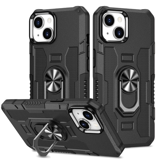 For iPhone 14 Ring Holder Armor Hybrid Phone Case (Black) - iPhone 14 Cases by buy2fix | Online Shopping UK | buy2fix