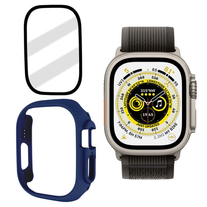 Tempered Glass Film Frosted PC Watch Case For Apple Watch Ultra 49mm / Apple Watch Ultra 2 49mm(Dark Blue) - Watch Cases by buy2fix | Online Shopping UK | buy2fix