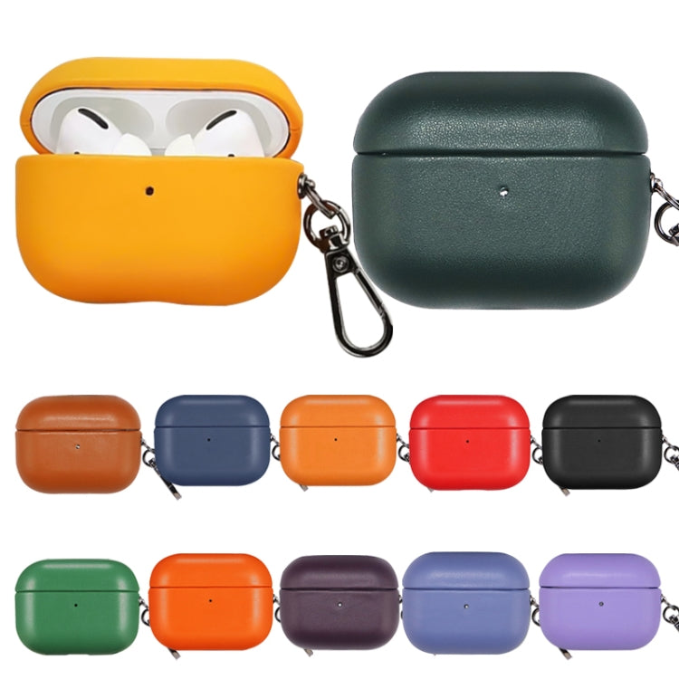 For Apple AirPods Pro 2 PU Leather Wireless Bluetooth Earphone Protective Case(Orange) - For AirPods Pro 2 by buy2fix | Online Shopping UK | buy2fix